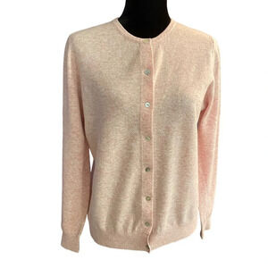 LANPULUX 100% First Class Merino Wool Cardigan Sweater Baby Light Pink Women's L